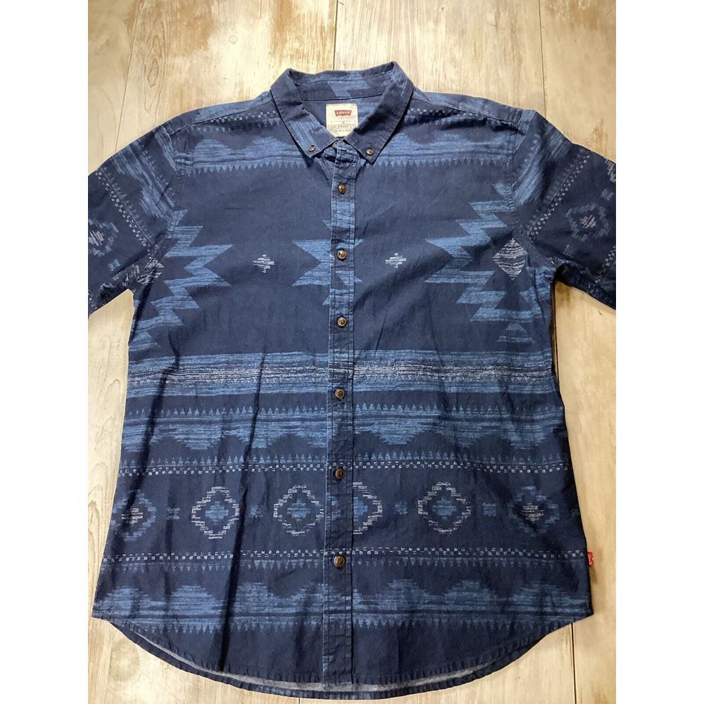Levi's Men's Navy Blue Aztec Button-Down Shirt